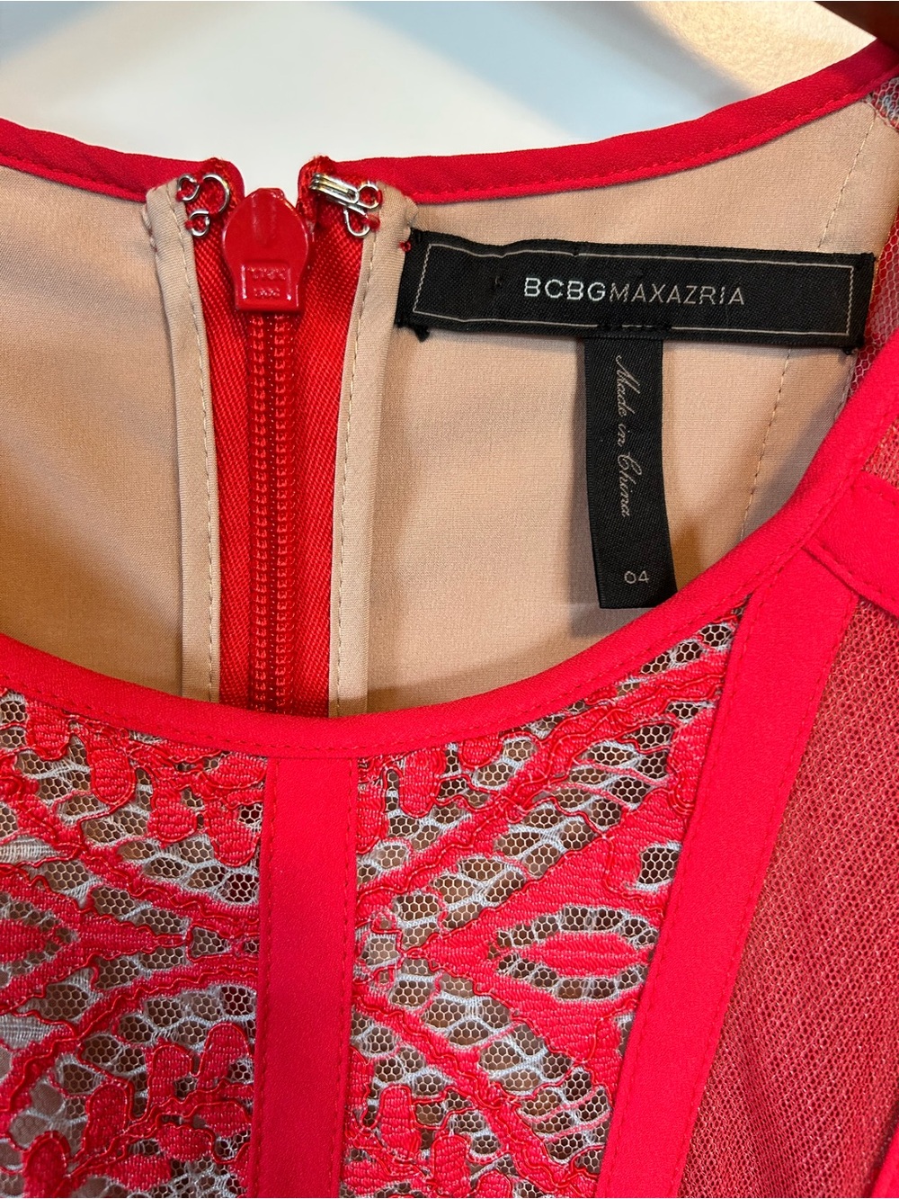 BCBGMAXAZRIA Shira Red Lotus Lace Fit & Flare Mini Dress - Size 4 - Picture 4 of 12